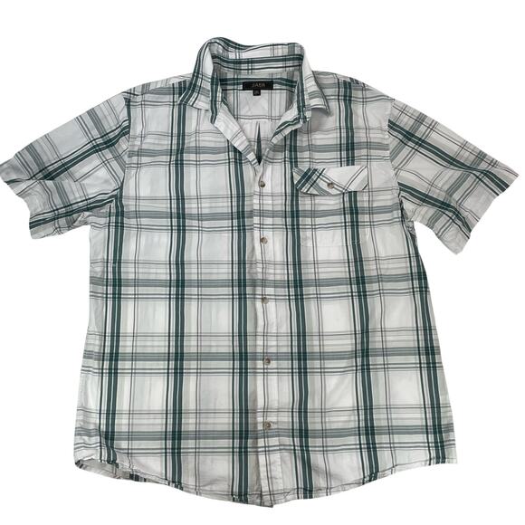 JIAER Other - JIAER Mens 2XL Plaid Button Up Shirt Short Sleeve Cotton Green White Casual